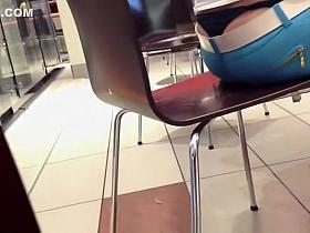 Blonde chick thong exposed