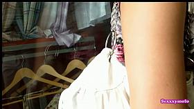 Trashy teens get videoed by a voyeur on the street