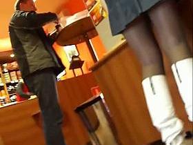 Voyeur upskirt video of a hot ass in nylons