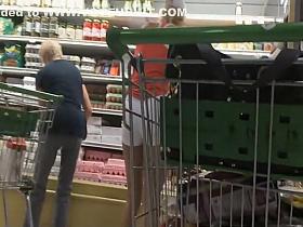 Sexy shopper in tight white shorts