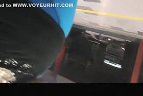 Blue leggings fat cameltoe