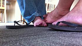 hidden footsie in library,needs time but she likes it