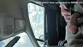 Masturbating to pretty girls in his parked car