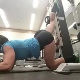 Candid Latina in Spandex Shorts at the Gym