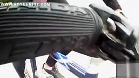 Guy cycles around the town with a big dick fully exposed