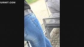 Sexy teen girl on a bus station