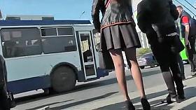 Upskirt of short red skirt