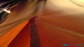 Fashionable lady flashed upskirt on a bus