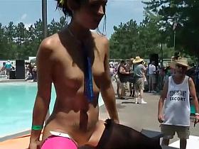 Pole dance and striptease by the beach