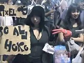 Scantily clad model filmed by an upskirt voyeur