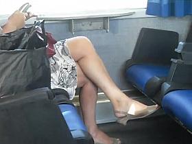 Spy Sexy Mature on the train