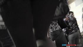 Sexy mini skirt on a bubble butt in accidental upskirt