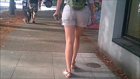 Milf with lovely legs and ass wearing khaki shorts