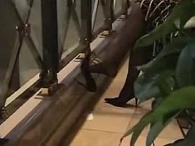 Candid Stunning Dangling Feet in Black Nylons