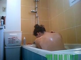 Big boobs and small bush girl in bathroom