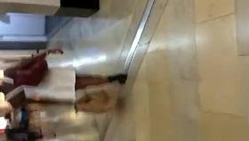 Ebony woman in white dress upskirted