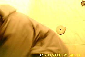 Amateur flashed bushy pussy while pissing on toilet