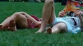 spy mom and young daughter in park part 2