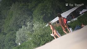 Stunning nude female body caught on a beach voyeur video