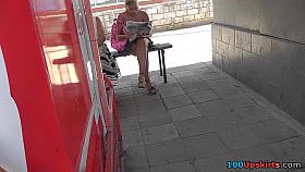 Lets look up frilly denim mini petticoat