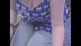 Amateur girl has the awesome big boobs down blouse