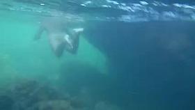 Nudists in the Crimea in 2011. Underwater girl.1