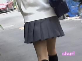 College girl with a bag on her shoulder got shuri sharked