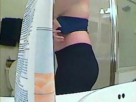 unaware guest friend caught bathroom