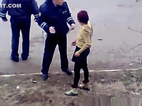 Totally drunk woman peeing