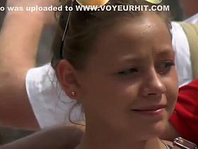 Hot creep shot of a beautiful blonde