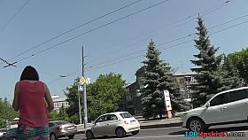 Upskirt xxx presents G-strings of a brunette gal