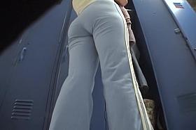 Girl in changing room teases with sexy butt on spy cam