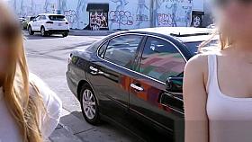 Busty amateur flashing on the streets