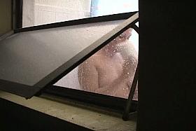 Voyeur natural tits washing