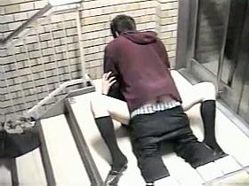 Public voyeur video of an asian couple fucking twice in the street