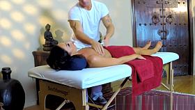 Cocksucking massage beauty gets facialized