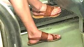 Candid Blonde Feet and Legs on Train