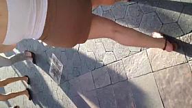 Super big Mexican ass in tiny skirt