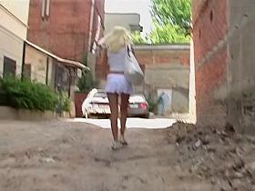 Sexy golden-haired in white