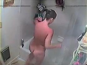 Teen girl spied in the bathroom