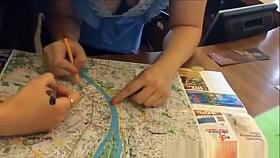 Tourism worker big boobs cleavage