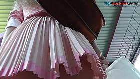 Blond pleated upskirt with soft ass