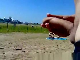 Pervert jerking off in front off three girls