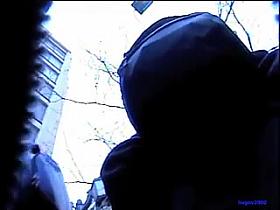 Sassy chick filmed by a naughty street voyeur