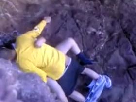 Teens caught fucking by the rocks