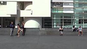 Naked ash tray beauty in public