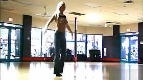 College girl in sporty outfit teases upskirt