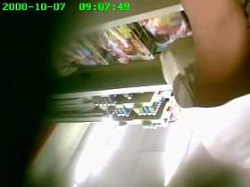 Peeking up skirt of the very cute amateur teenager