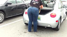 Thick Assed Blonde In Levi's Teasing