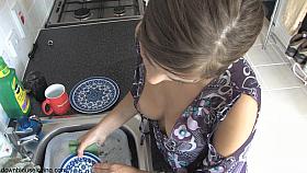 Big tits of a beautiful gal exposed in down blouse video